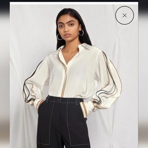 Bodice Pleated Sleeve Blouse S